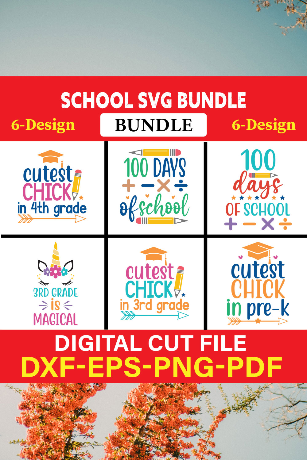 School svg bundle T-shirt Design Bundle Vol-6 pinterest preview image.