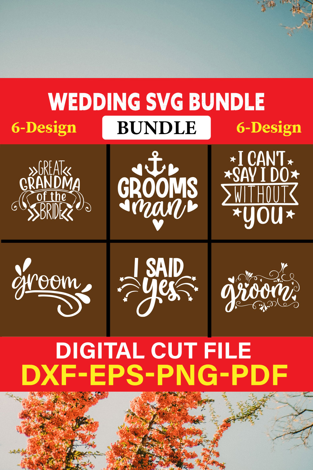 Wedding T-shirt Design Bundle Vol-18 pinterest preview image.