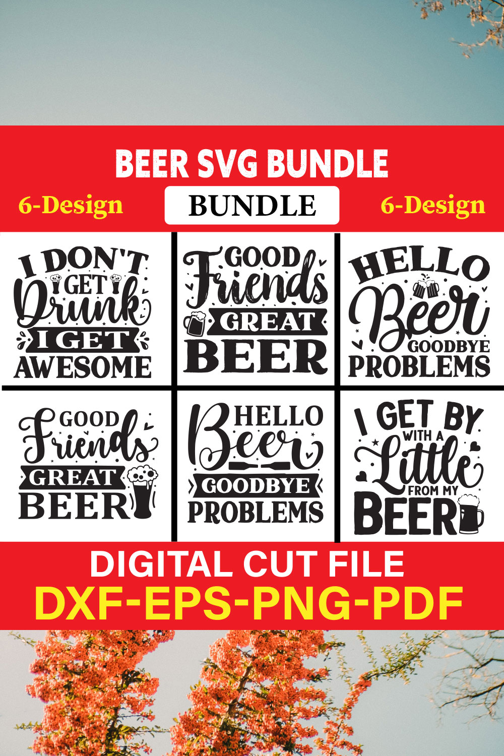 Beer T-shirt Design Bundle Vol-3 pinterest preview image.