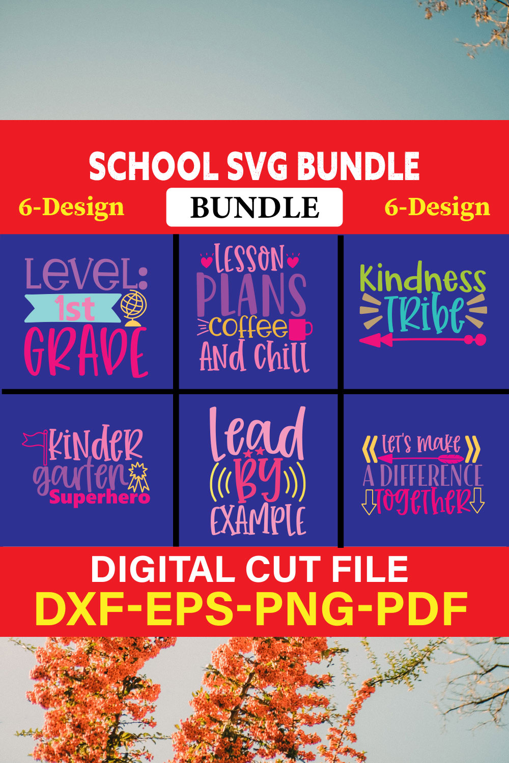 School T-shirt Design Bundle Vol-11 pinterest preview image.