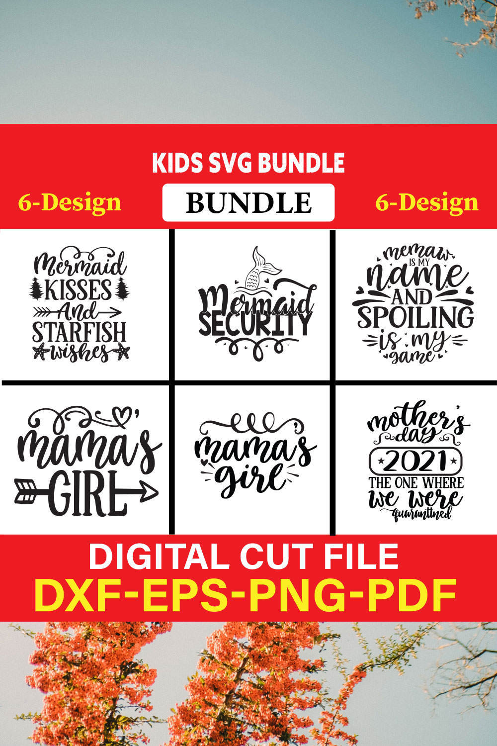 Kids T-shirt Design Bundle Vol-10 pinterest preview image.