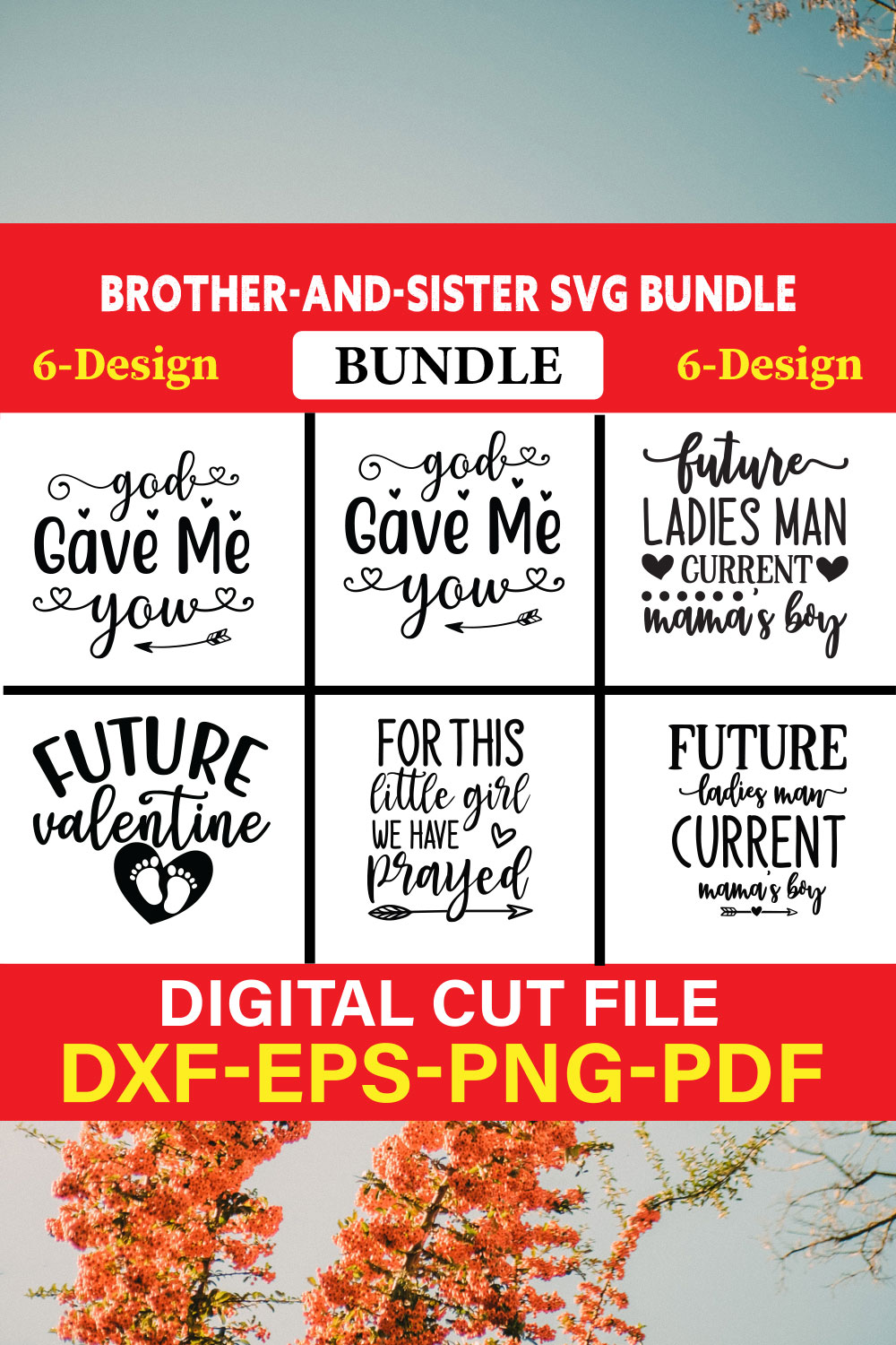 Brother-and-Sister T-shirt Design Bundle Vol-6 pinterest preview image.