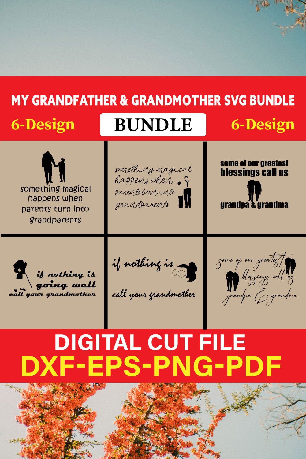 My Grandfather & Grandmother T-shirt Design Bundle Vol-1 pinterest preview image.