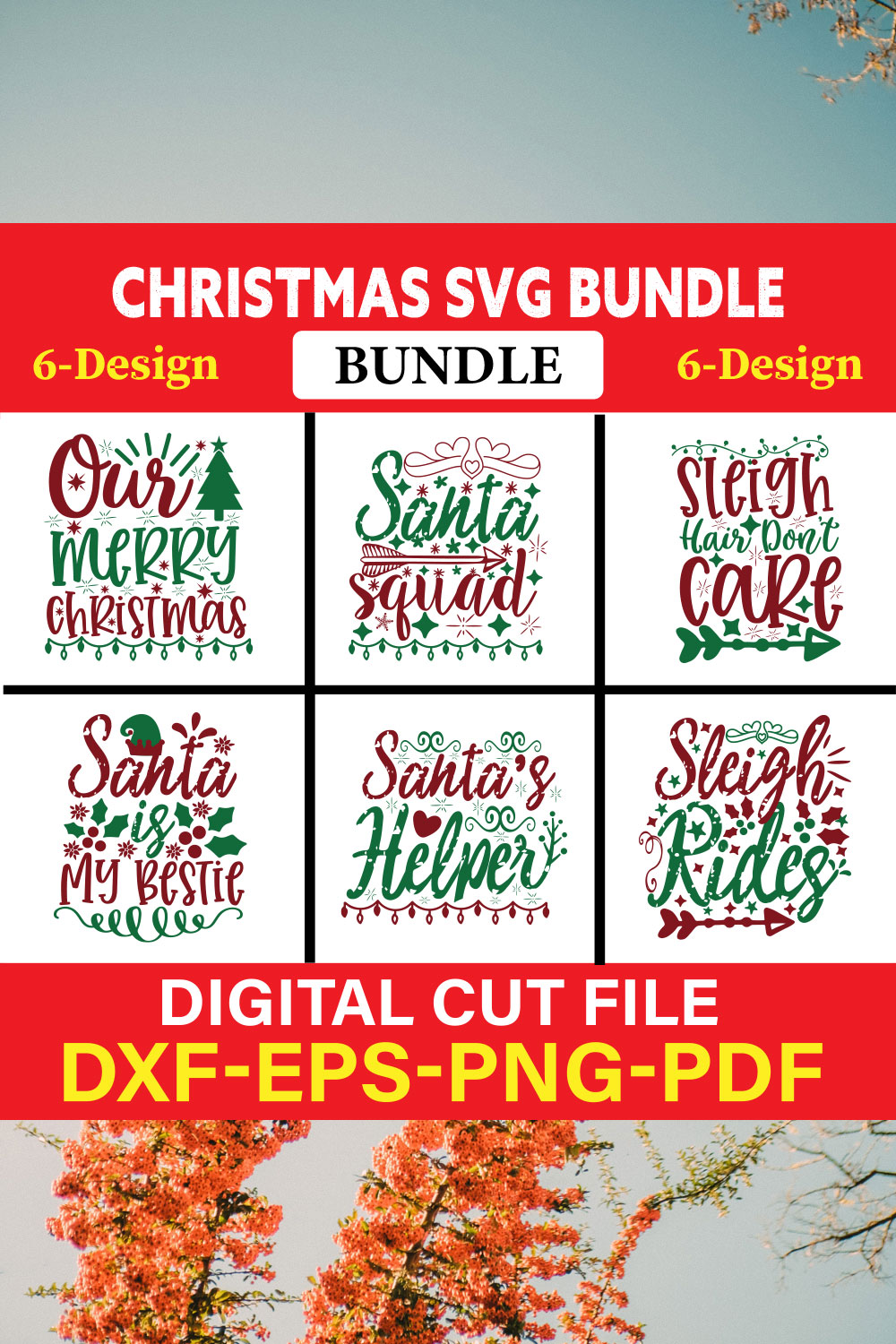 Christmas T-shirt Design Bundle Vol-38 pinterest preview image.