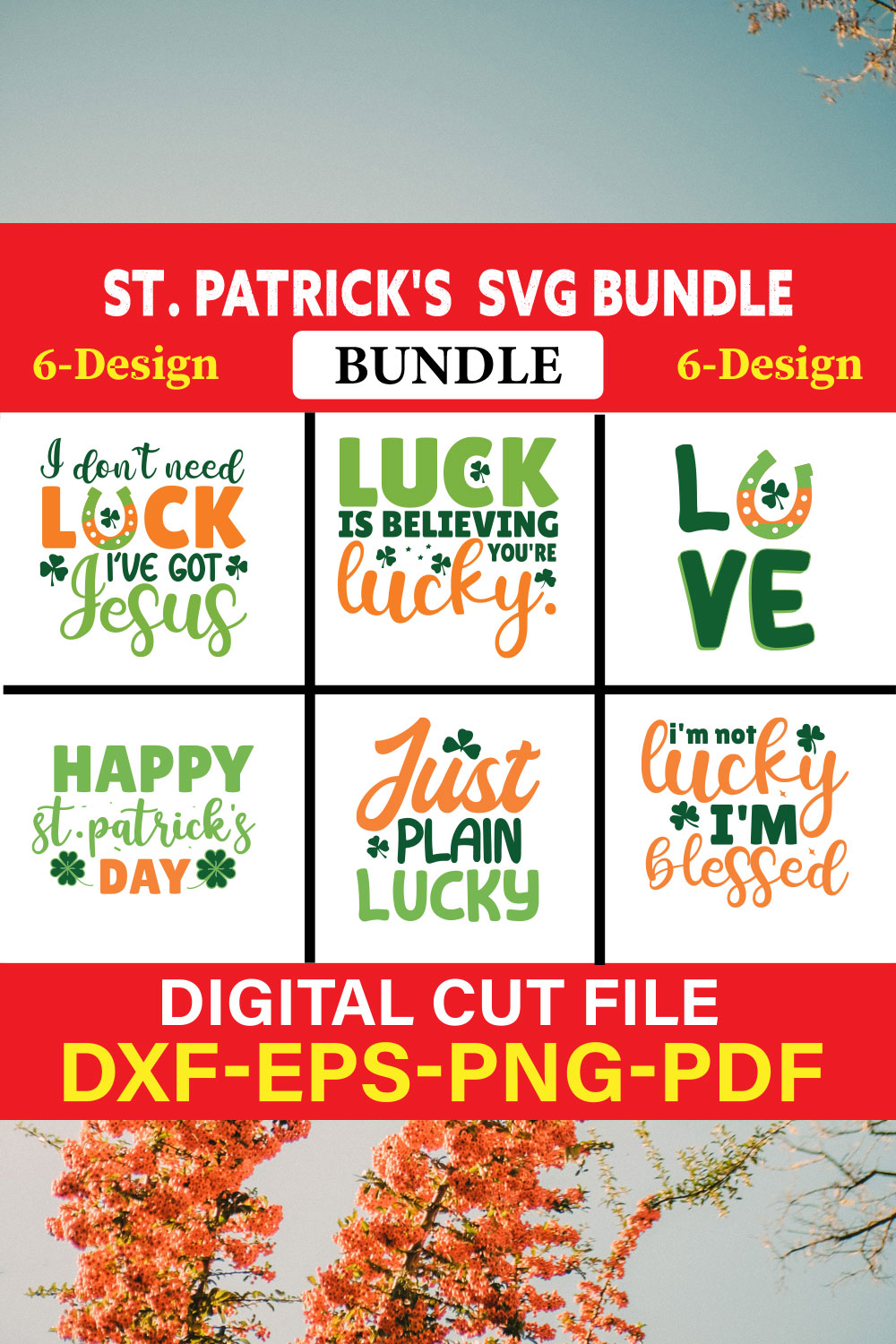 St Patrick's T-shirt Design Bundle Vol-2 pinterest preview image.