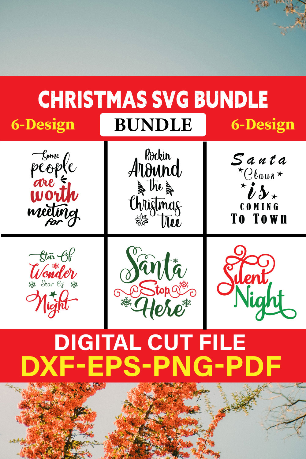 Christmas T-shirt Design Bundle Vol-50 pinterest preview image.