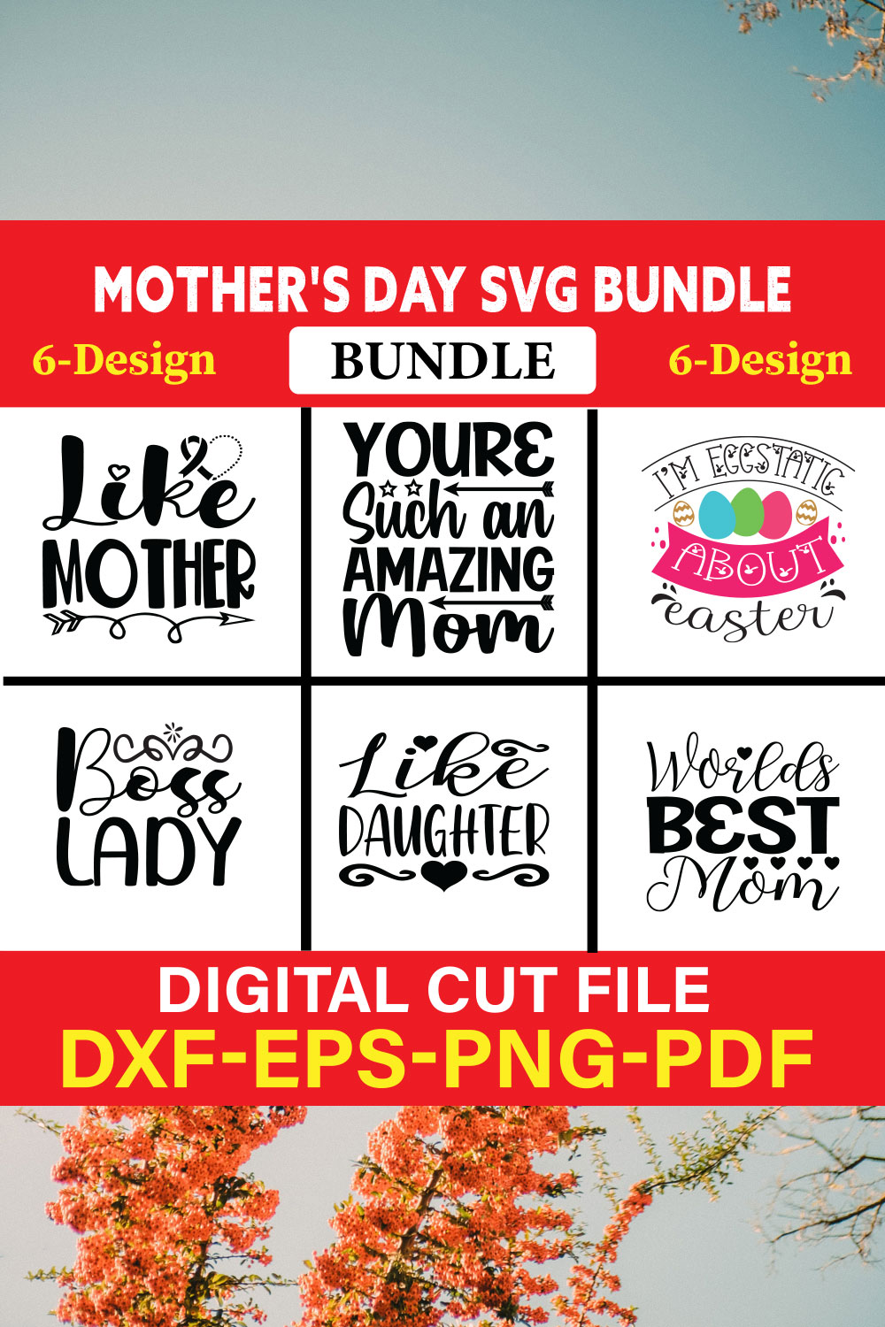 Mother's Day T-shirt Design Bundle Vol-1 pinterest preview image.