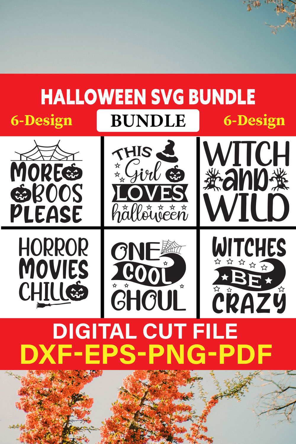 Halloween T-shirt Design Bundle Vol-8 pinterest preview image.