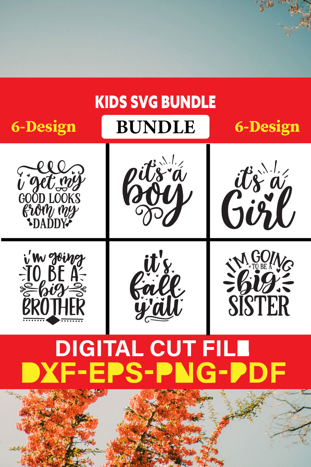 Kids T-shirt Design Bundle Vol-8 pinterest preview image.