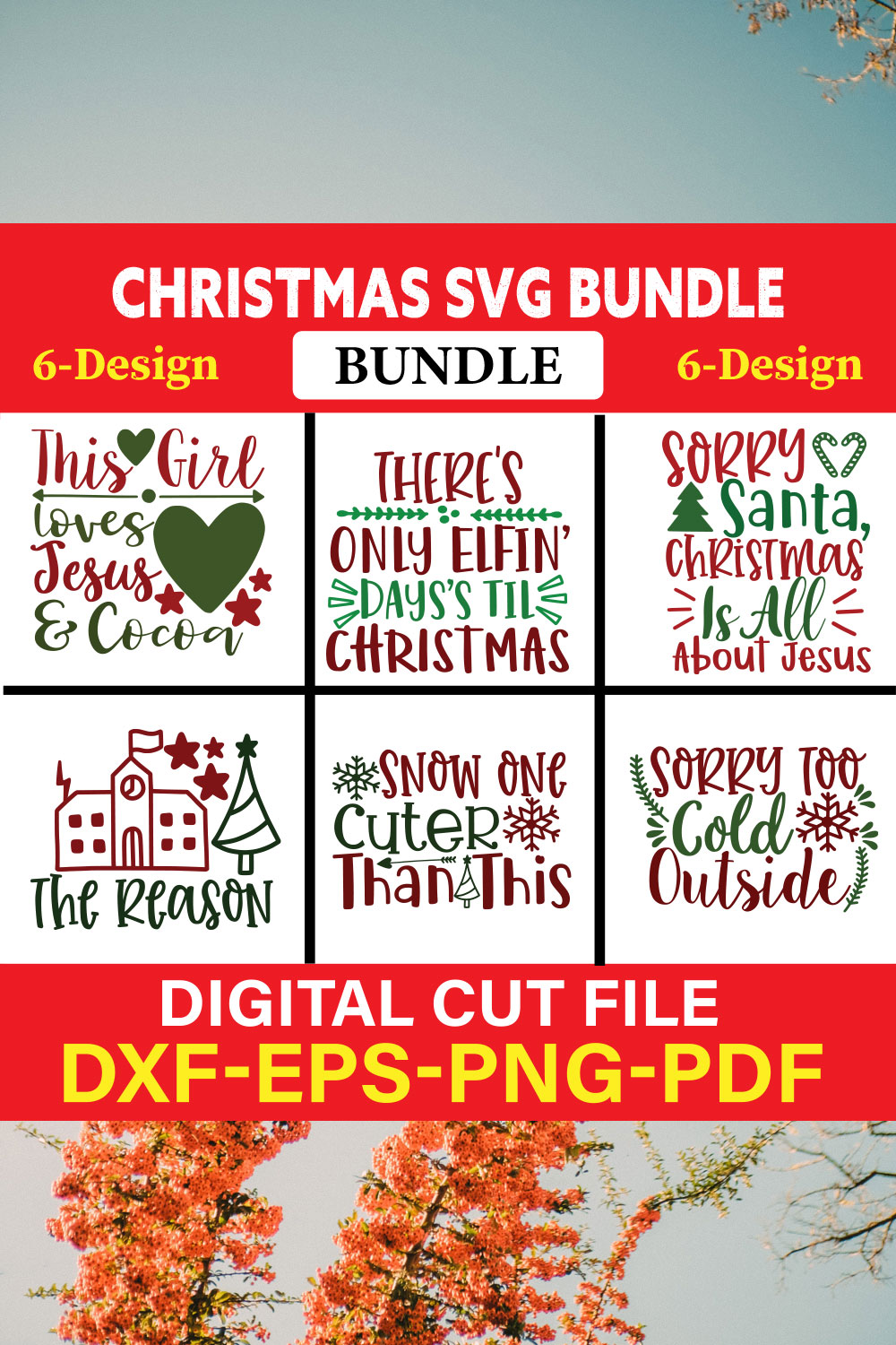 Christmas T-shirt Design Bundle Vol-25 pinterest preview image.