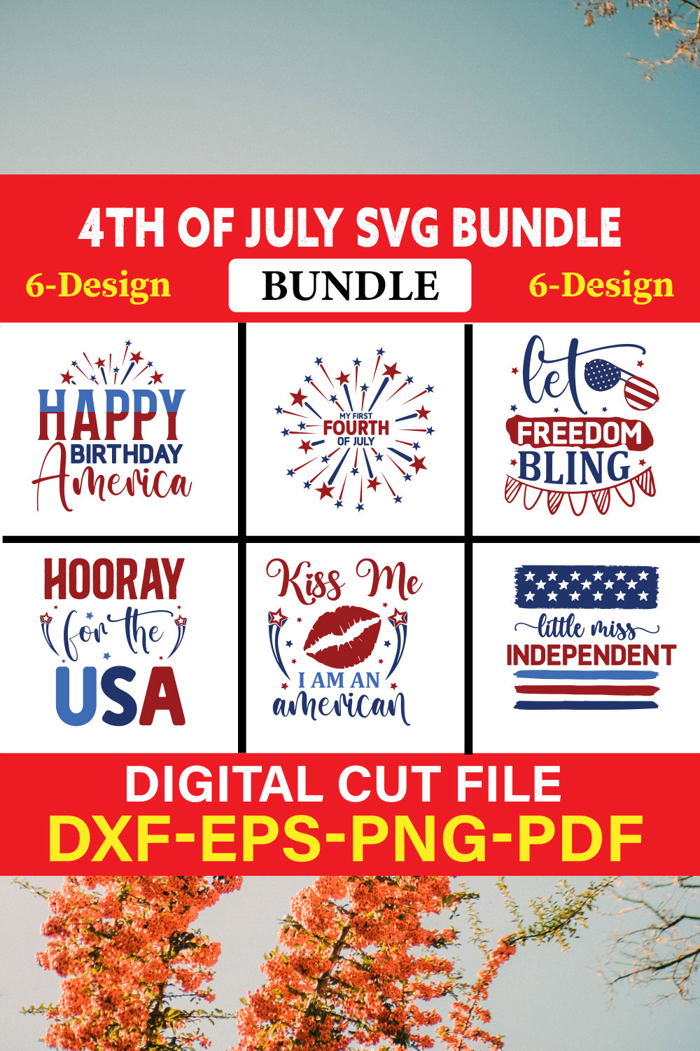 4th Of July T-shirt Design Bundle Vol-14 pinterest preview image.