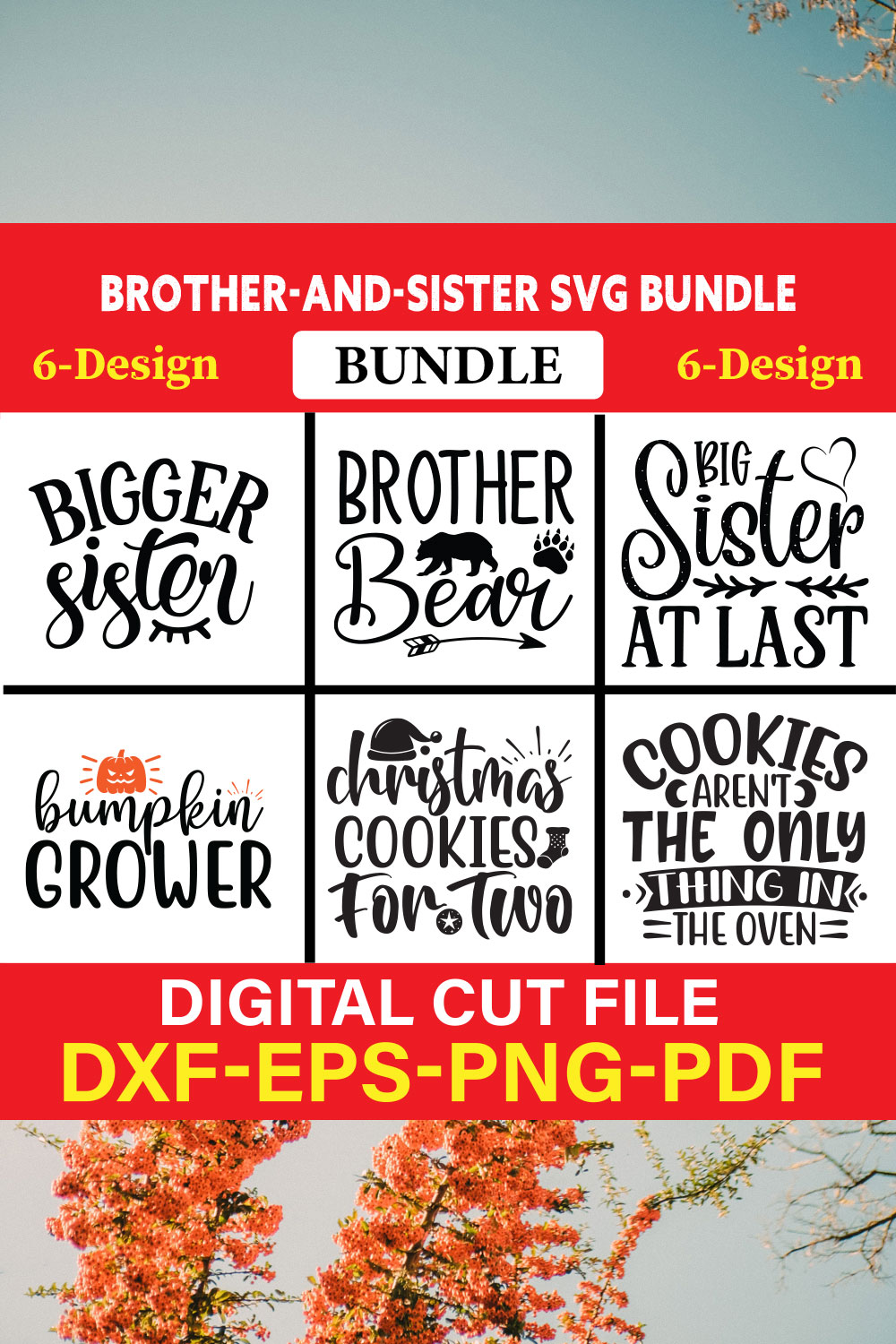 Brother-and-Sister T-shirt Design Bundle Vol-3 pinterest preview image.
