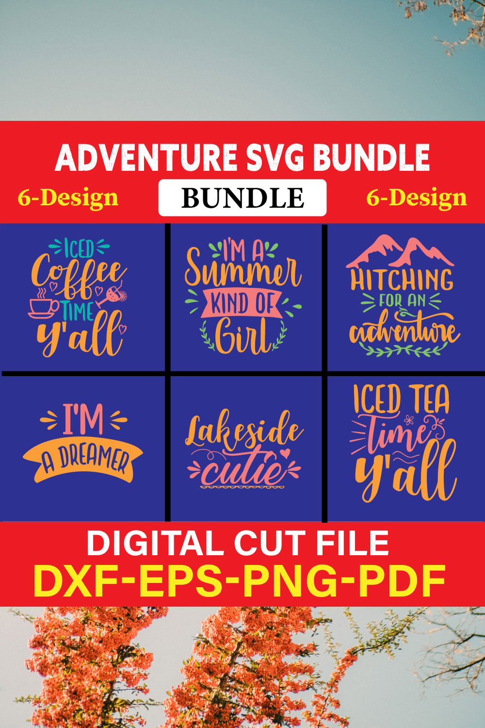 Adventure T-shirt Design Bundle Vol-3 pinterest preview image.