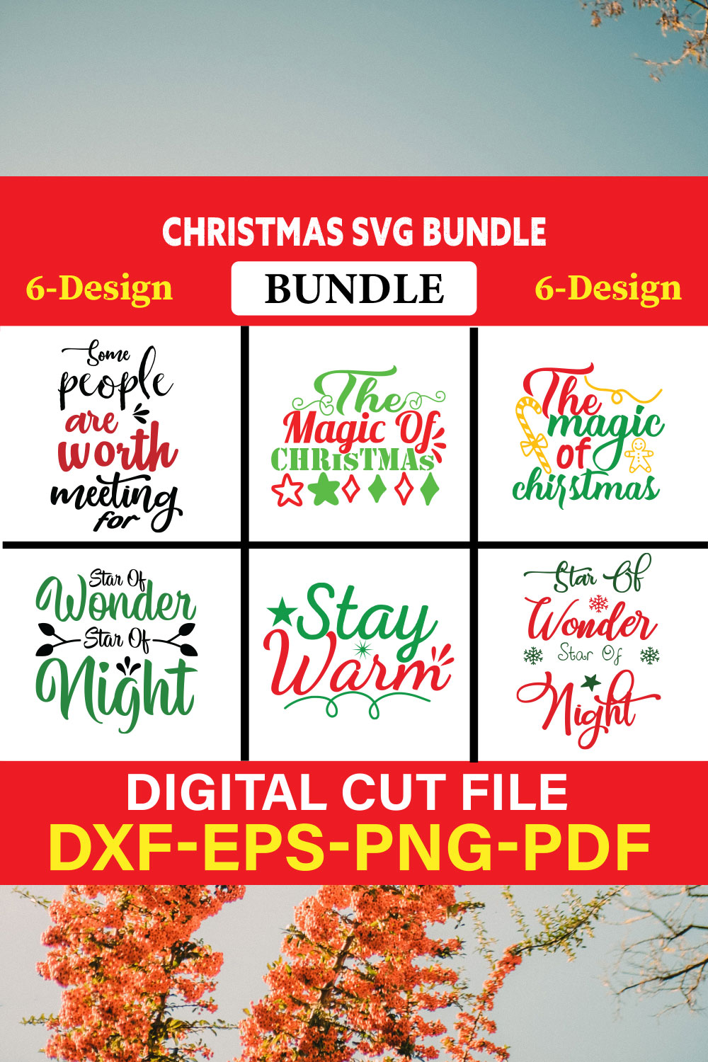 Christmas T-shirt Design Bundle Vol-9 pinterest preview image.