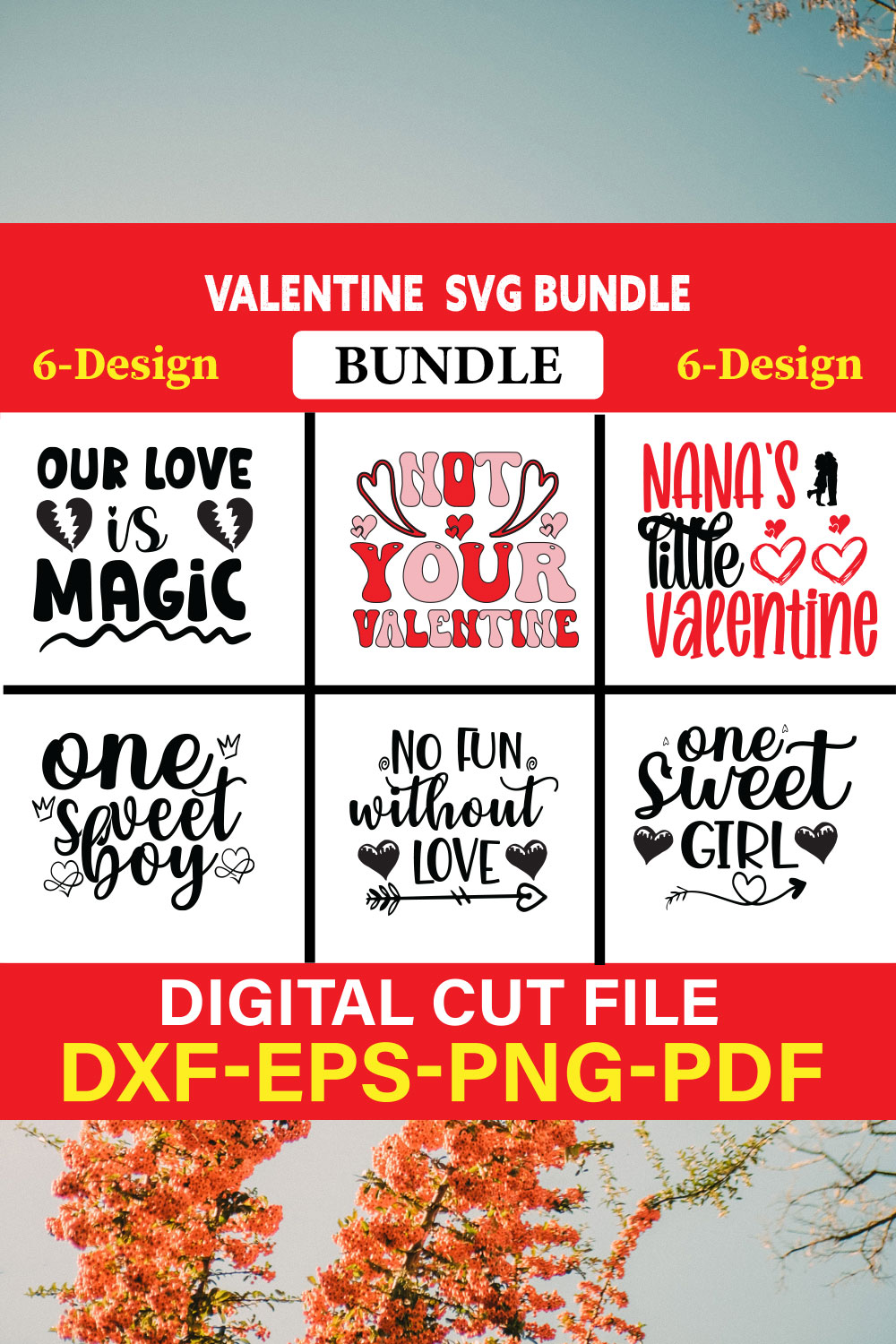 Valentine T-shirt Design Bundle Vol-19 pinterest preview image.