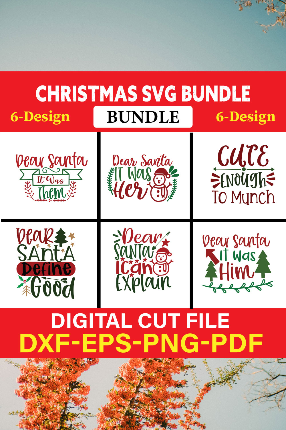 Christmas T-shirt Design Bundle Vol-18 pinterest preview image.