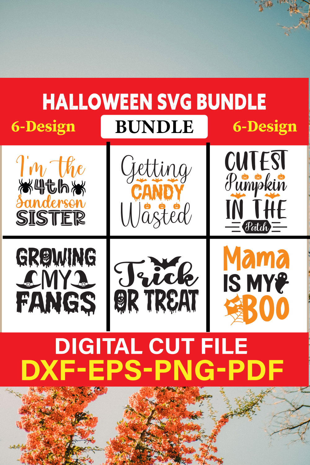 Halloween Svg Bundle, Halloween Bundle, Witch svg, Ghost svg, Pumpkin svg, Halloween Vector, Cricut, Funny Mom Svg Vol-07 pinterest preview image.