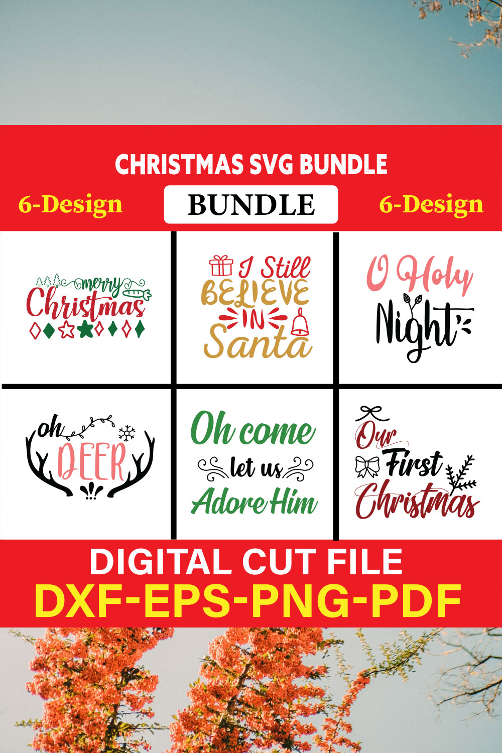 Christmas T-shirt Design Bundle Vol-4 pinterest preview image.