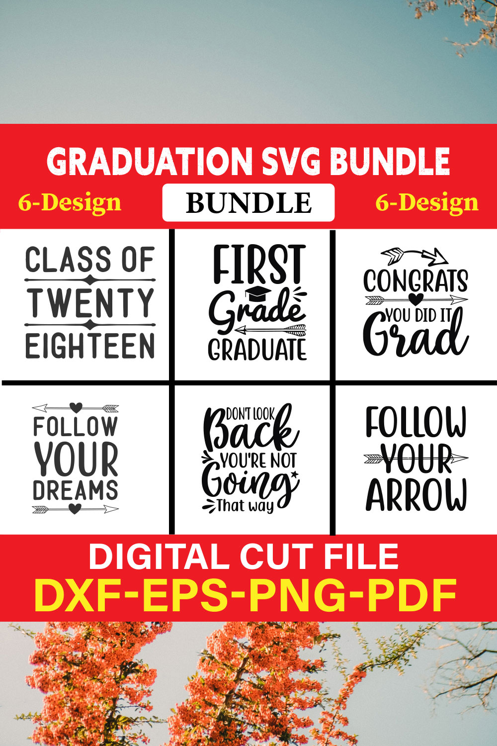 Graduation T-shirt Design Bundle Vol-1 pinterest preview image.