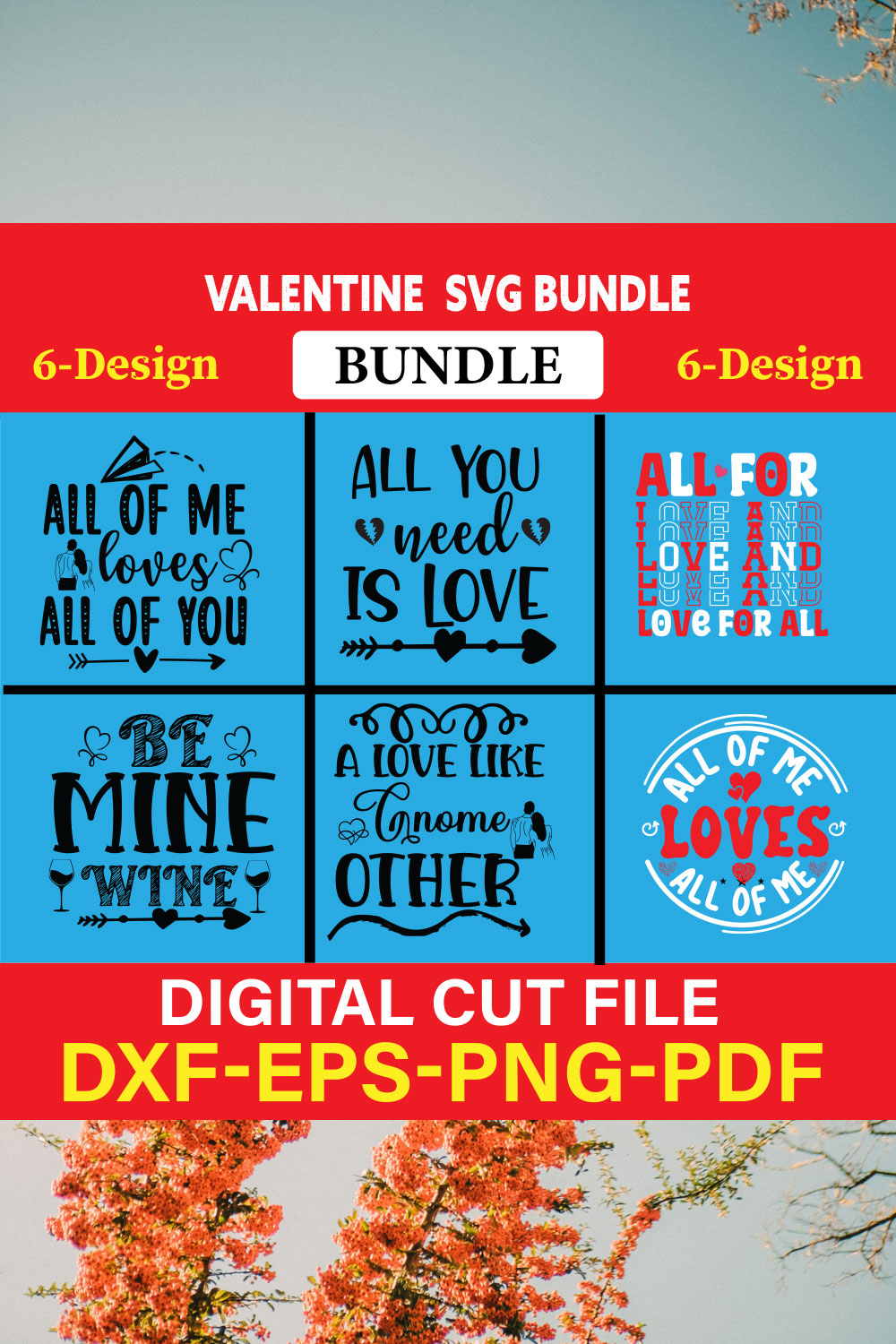 Valentine T-shirt Design Bundle Vol-8 pinterest preview image.