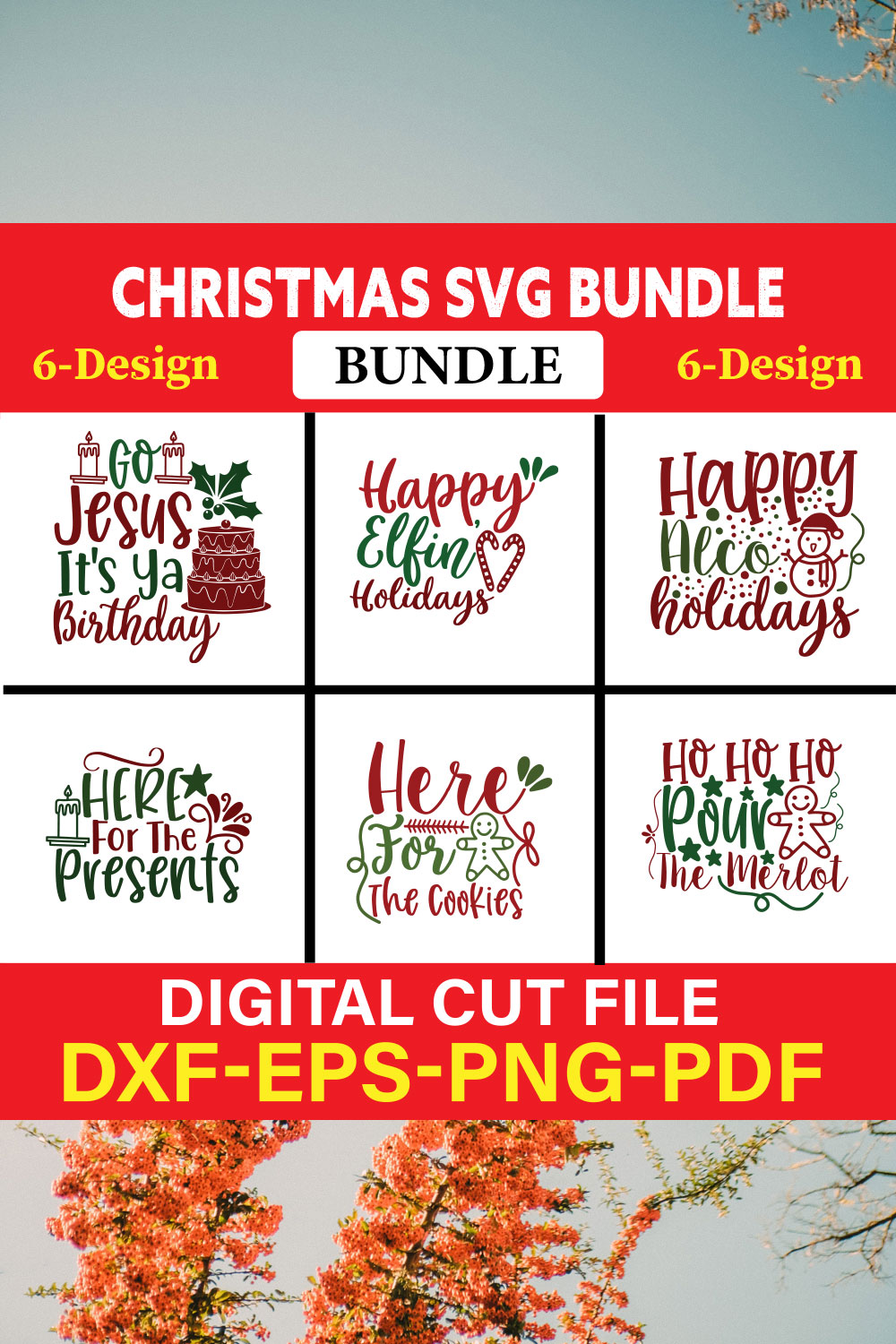 Christmas T-shirt Design Bundle Vol-21 pinterest preview image.