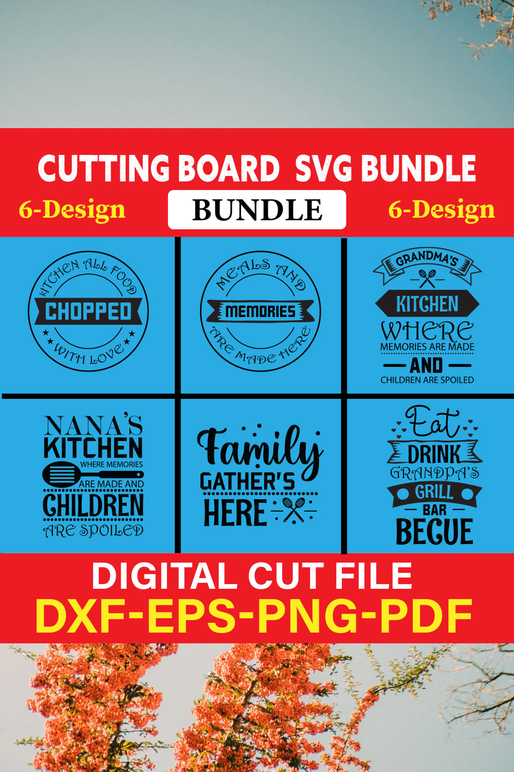 Cutting Board T-shirt Design Bundle Vol-7 pinterest preview image.
