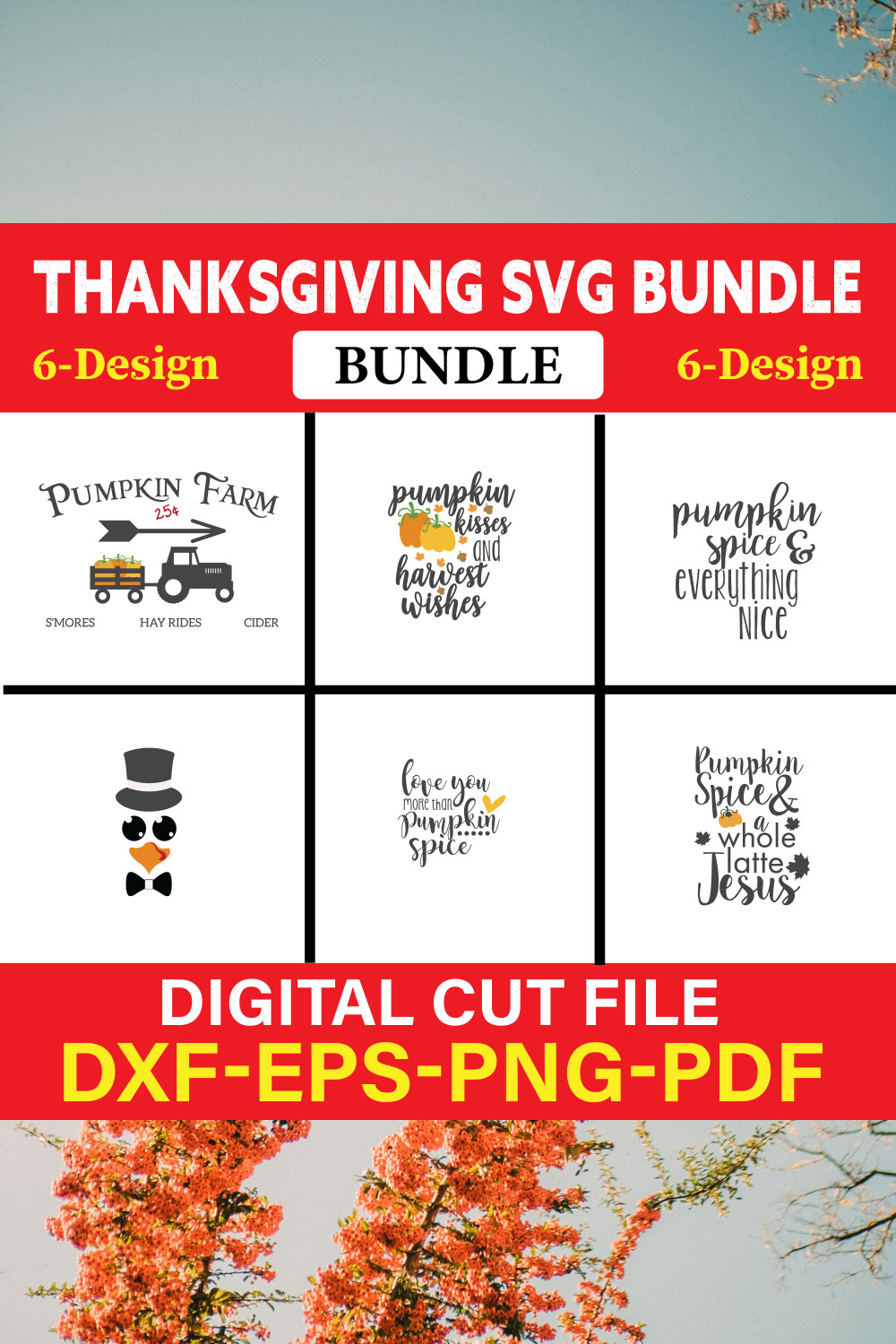 Thanksgiving T-shirt Design Bundle Vol-6 pinterest preview image.