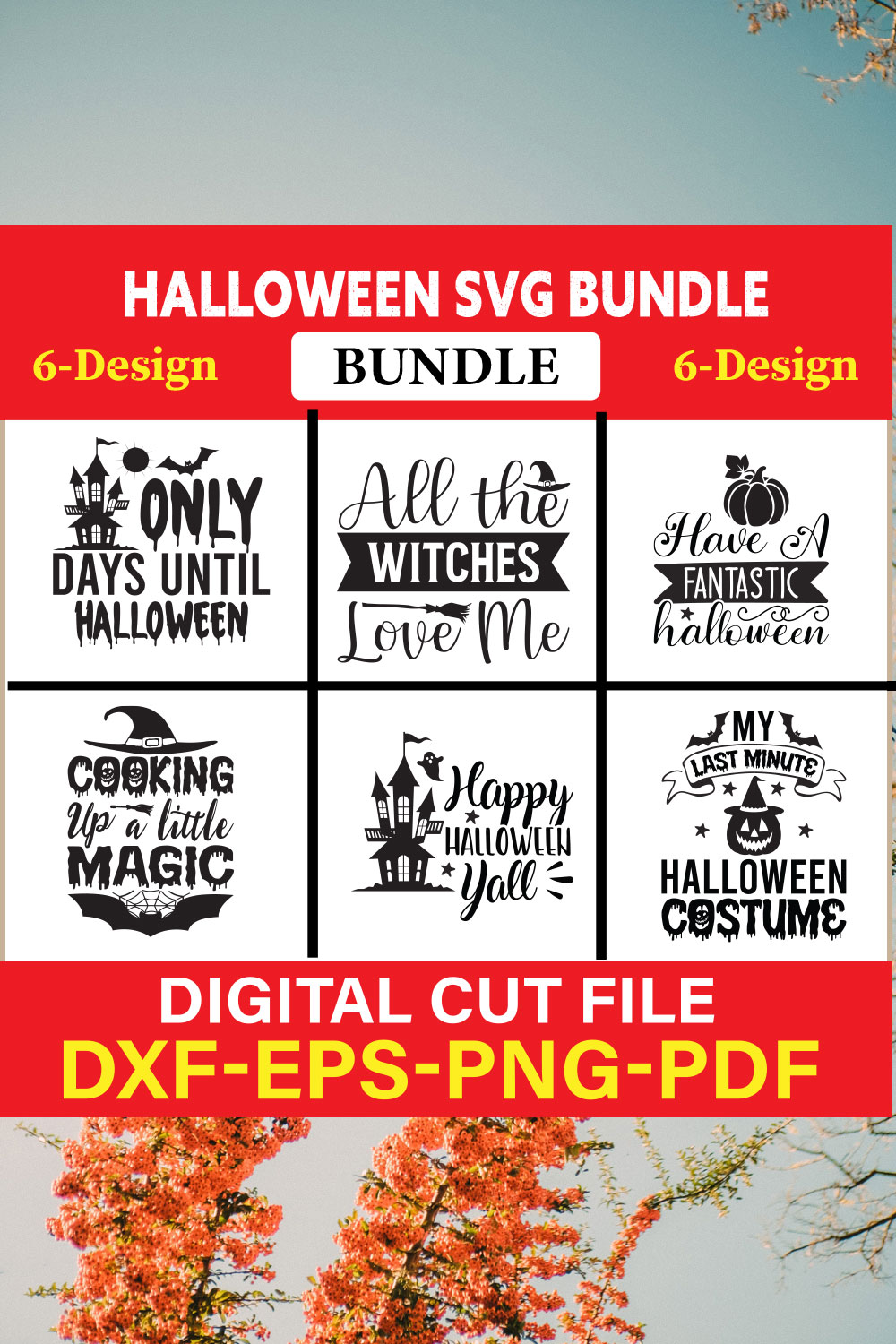 Halloween Svg Bundle, Halloween Bundle, Witch svg, Ghost svg, Pumpkin svg, Halloween Vector, Cricut, Funny Mom Svg Vol-14 pinterest preview image.