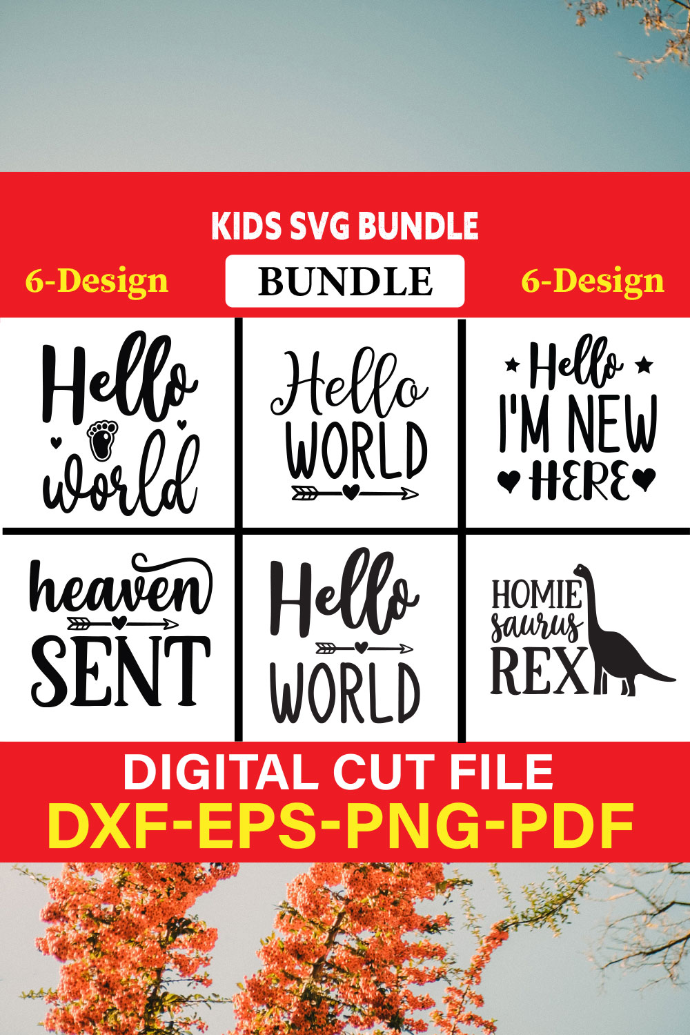 Kids T-shirt Design Bundle Vol-7 pinterest preview image.