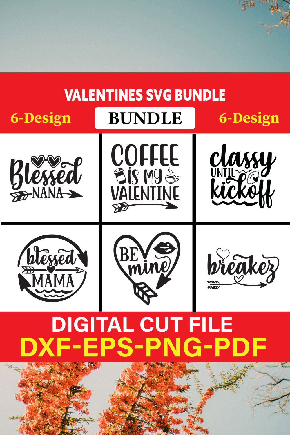 Valentines T-shirt Design Bundle Vol-25 pinterest preview image.