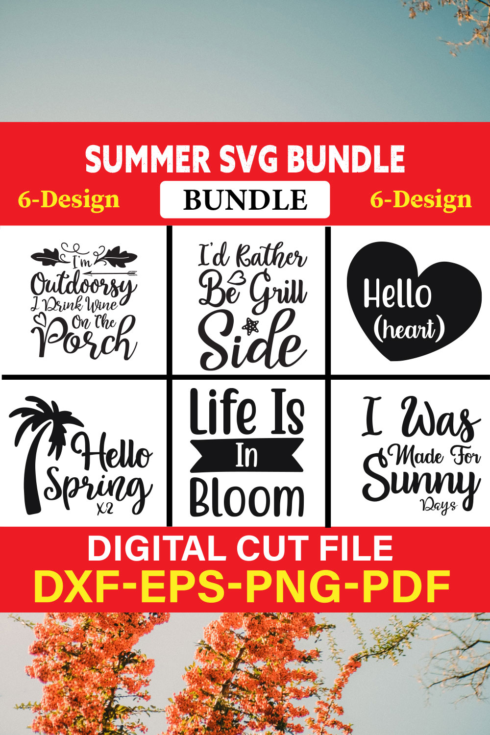 Summer T-shirt Design Bundle Vol-20 pinterest preview image.