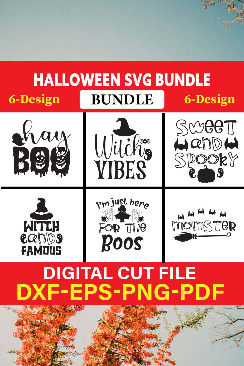 Halloween T-shirt Design Bundle Vol-14 pinterest preview image.