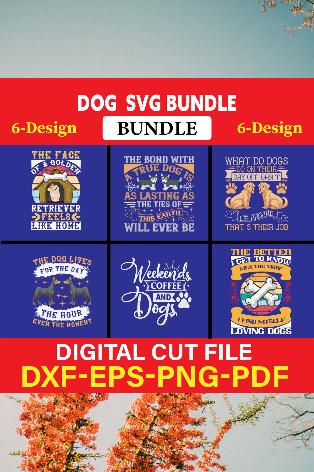 Dog T-shirt Design Bundle Vol-6 pinterest preview image.