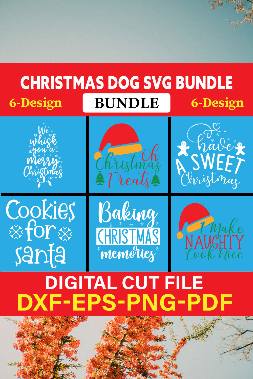 Pet Christmas Svg Bundle, Dog Christmas Svg, Dog Christmas Clipart, Christmas svg vol-04 pinterest preview image.