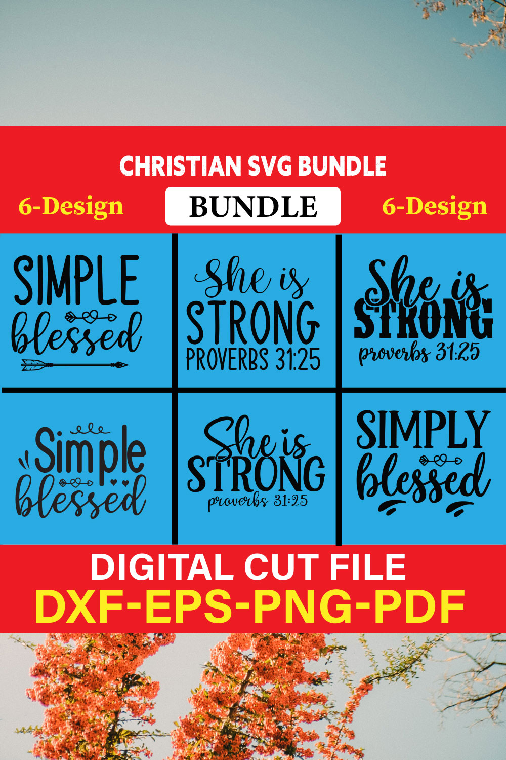 Christian T-shirt Design Bundle Vol-23 pinterest preview image.