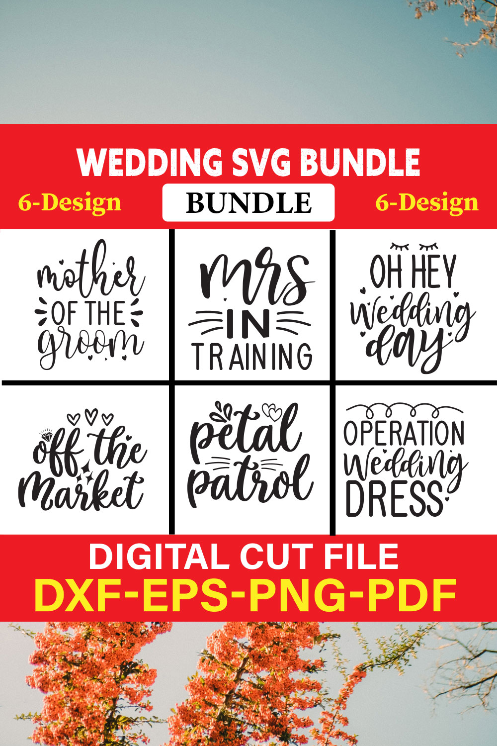 Wedding T-shirt Design Bundle Vol-8 pinterest preview image.