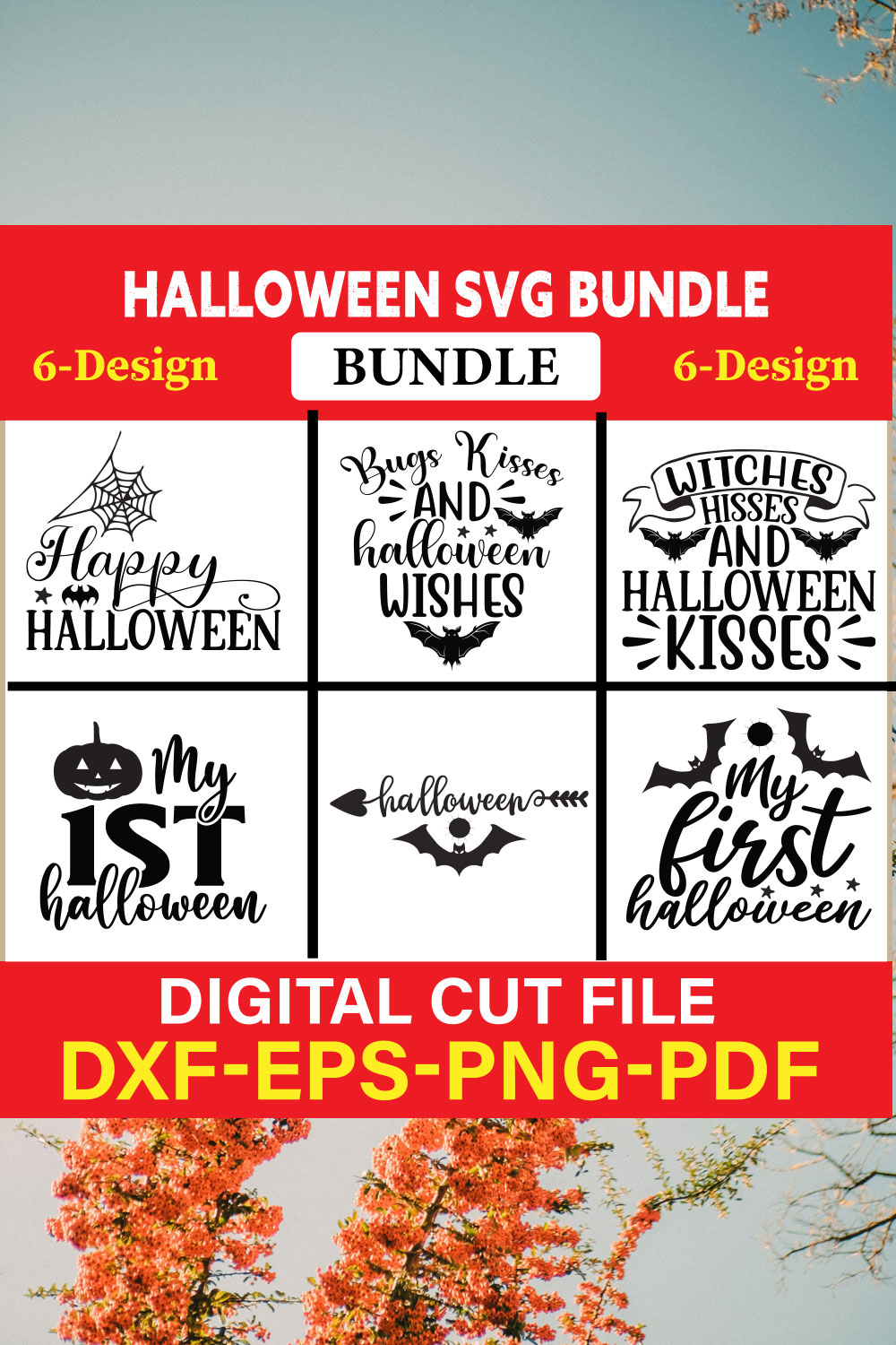 Halloween Svg Bundle, Halloween Bundle, Witch svg, Ghost svg, Pumpkin svg, Halloween Vector, Cricut, Funny Mom Svg Vol-15 pinterest preview image.