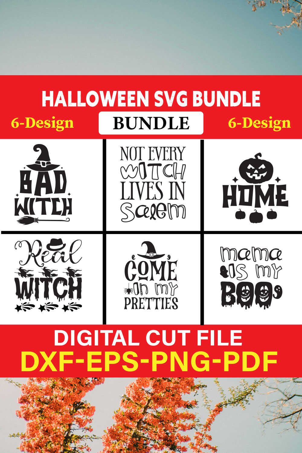 Halloween T-shirt Design Bundle Vol-13 pinterest preview image.