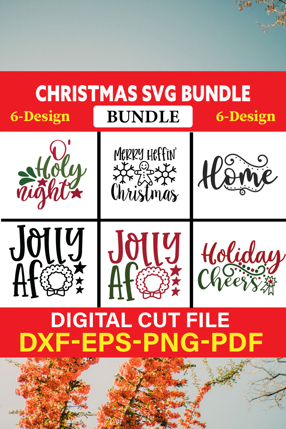 Christmas T-shirt Design Bundle Vol-13 pinterest preview image.