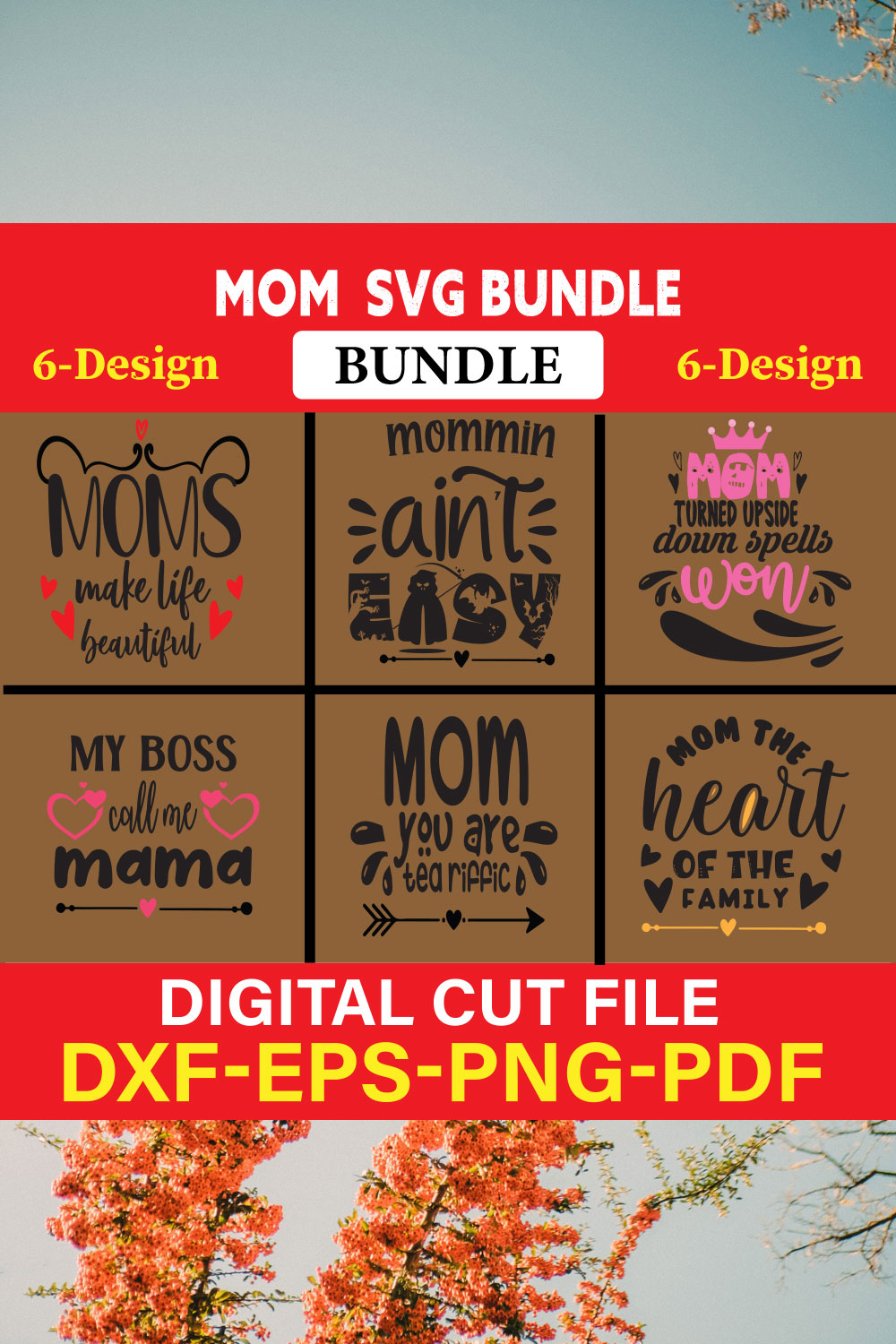 Mom T-shirt Design Bundle Vol-7 pinterest preview image.