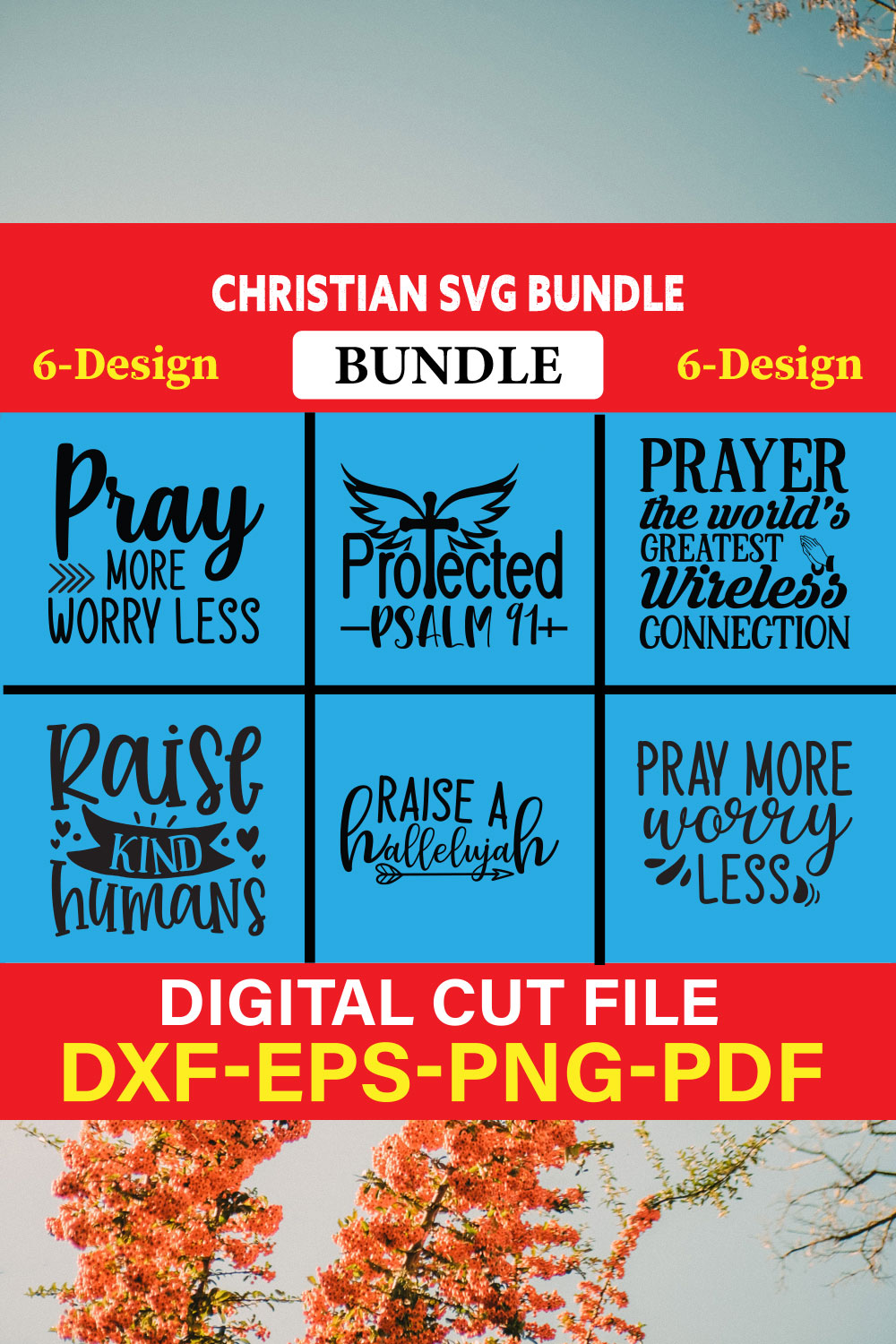 Christian T-shirt Design Bundle Vol-20 pinterest preview image.