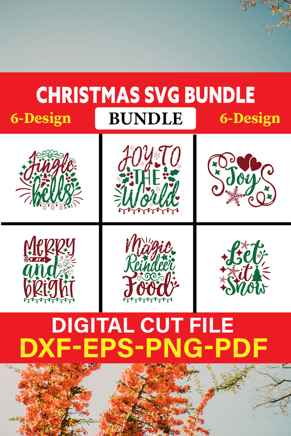 Christmas T-shirt Design Bundle Vol-35 pinterest preview image.