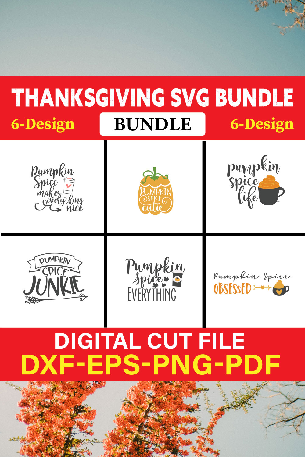 Thanksgiving T-shirt Design Bundle Vol-7 pinterest preview image.