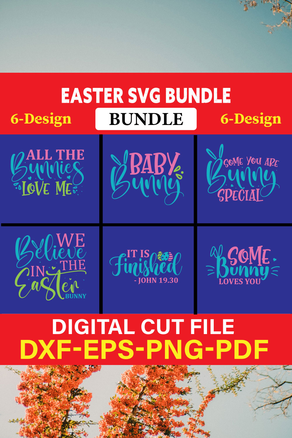 Easter T-shirt Design Bundle Vol-2 pinterest preview image.