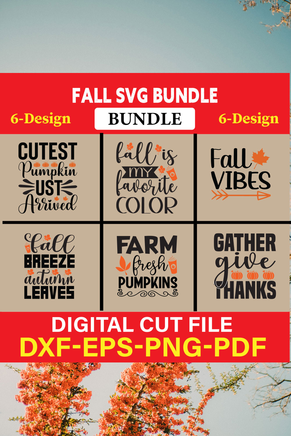 Fall SVG, Fall SVG Bundle, Autumn Svg, Thanksgiving Svg, Fall Svg Designs, Fall Sign, Autumn Bundle Svg, Vol-06 pinterest preview image.