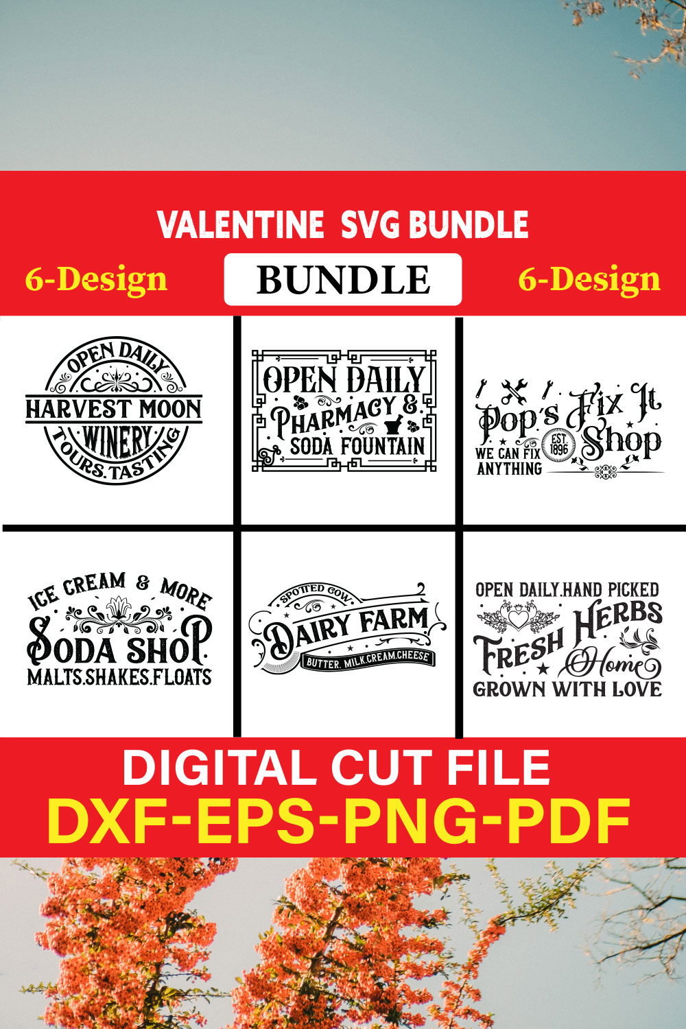 Valentine T-shirt Design Bundle Vol-7 pinterest preview image.