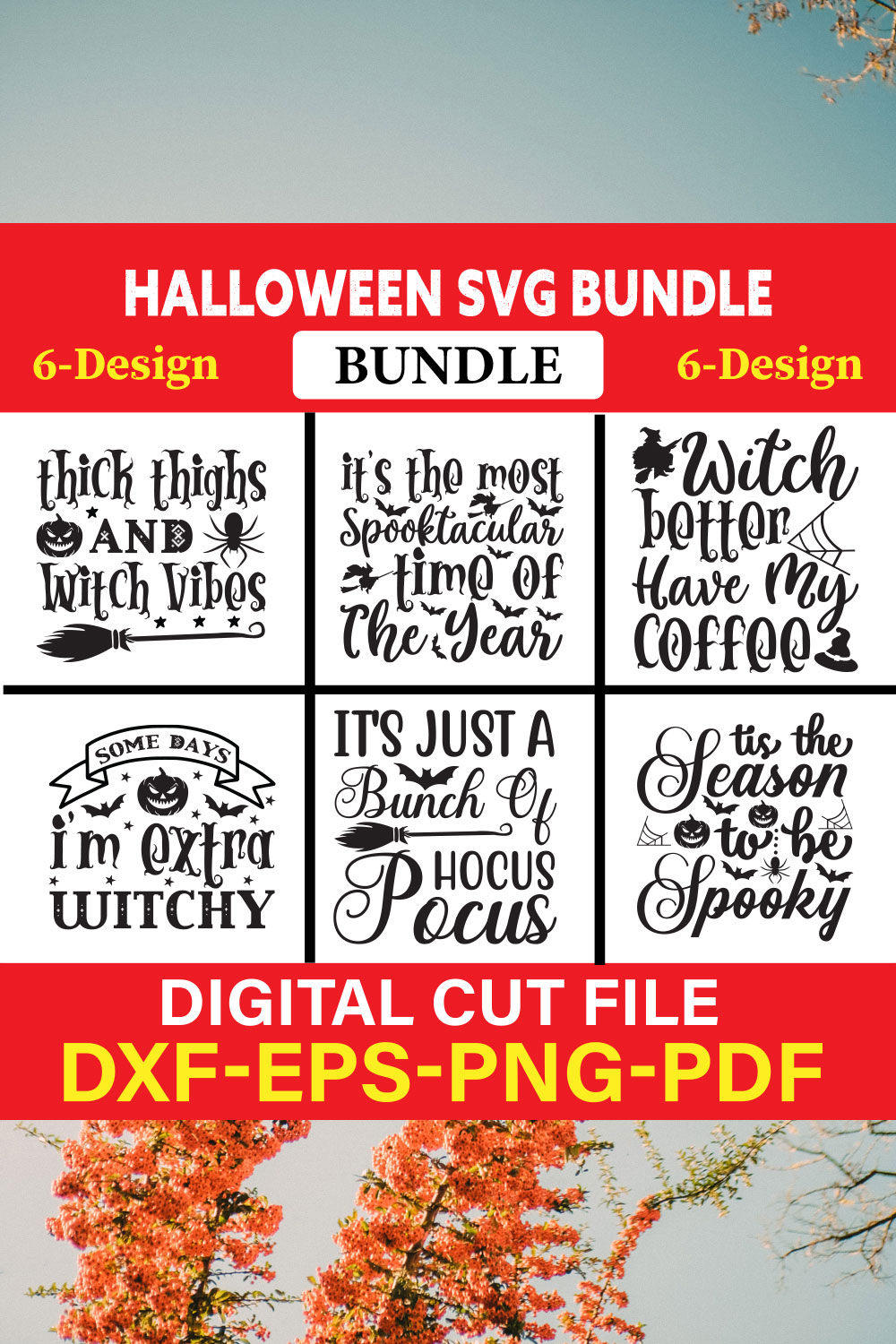 Halloween T-shirt Design Bundle Vol-2 pinterest preview image.