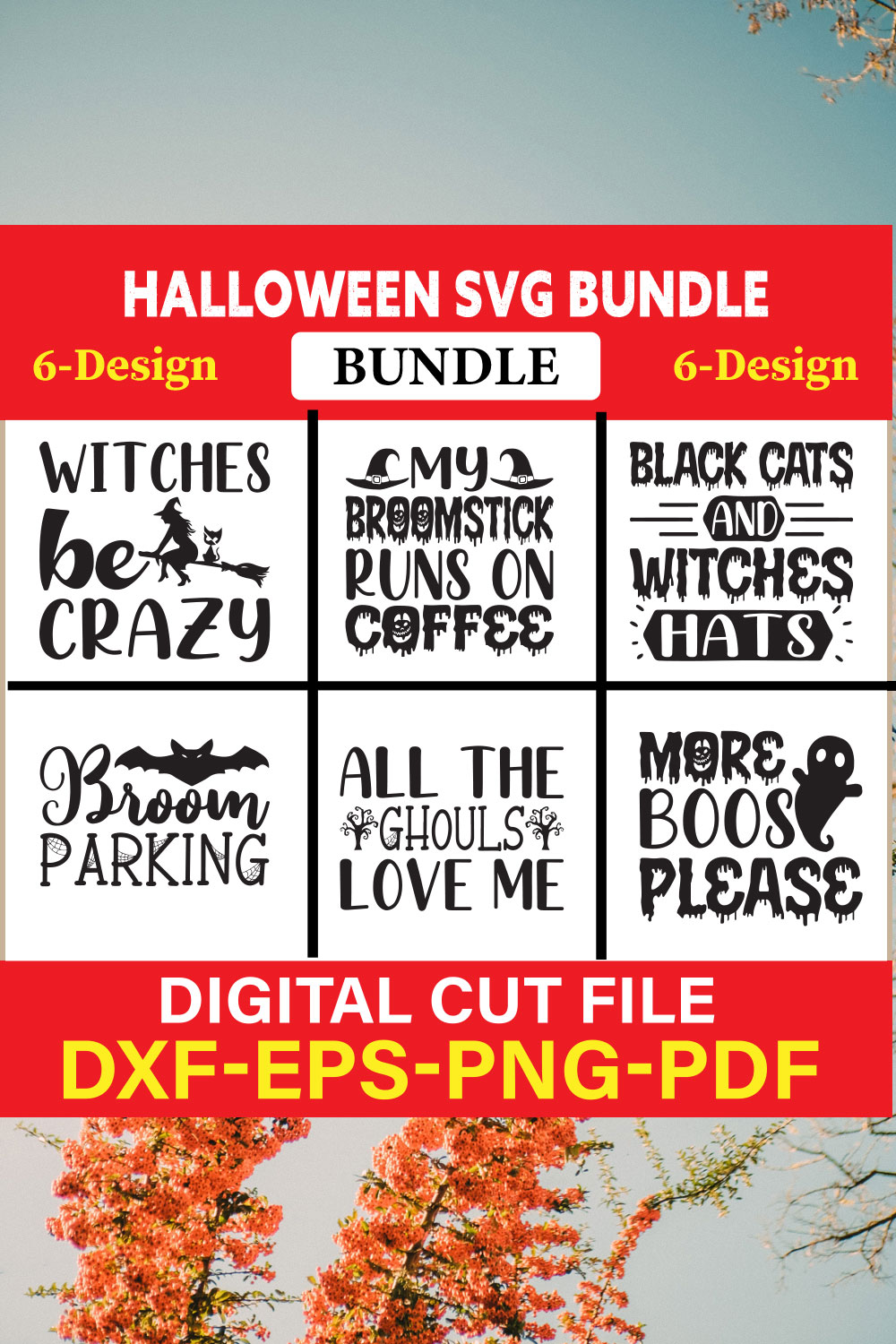 Halloween Svg Bundle, Halloween Bundle, Witch svg, Ghost svg, Pumpkin svg, Halloween Vector, Cricut, Funny Mom Svg Vol-10 pinterest preview image.