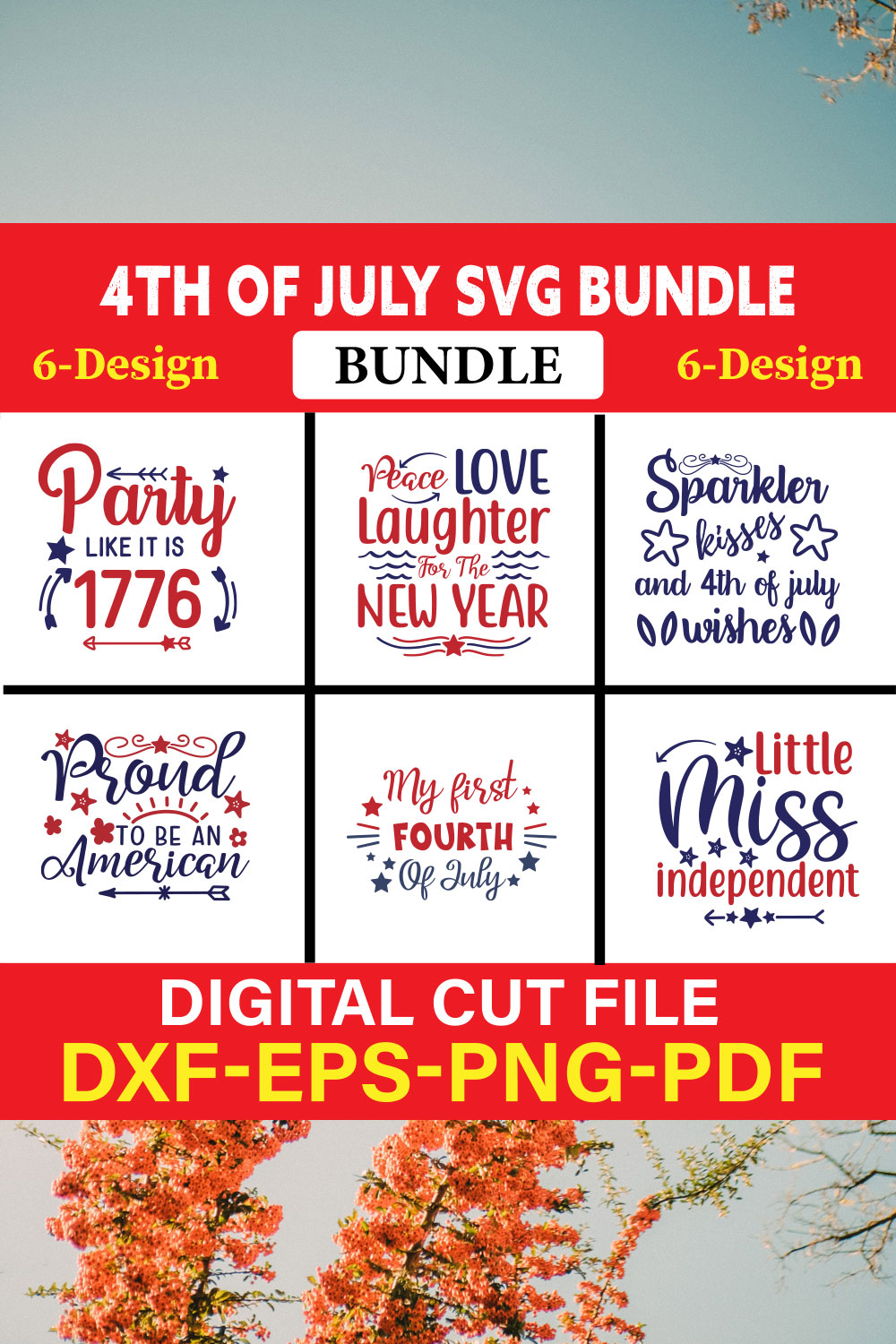 4th Of July T-shirt Design Bundle Vol-3 pinterest preview image.