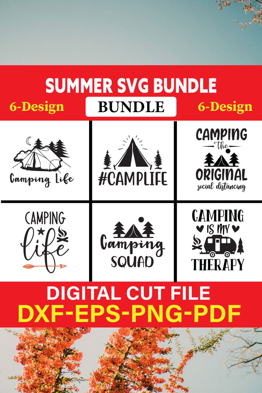 Summer T-shirt Design Bundle Vol-7 pinterest preview image.